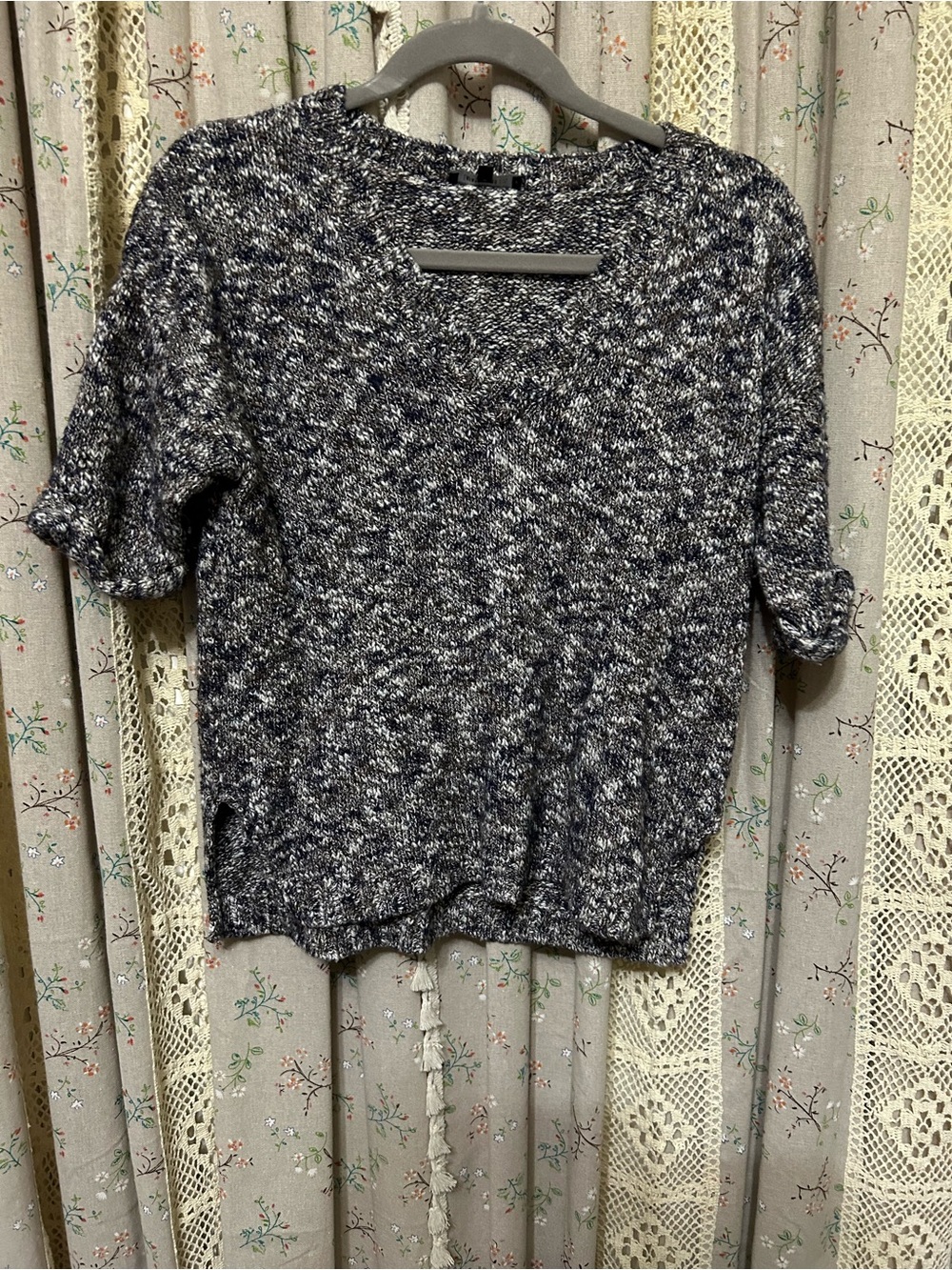 Lafayette 148 NY Linen Blend Marled Knit Sweater Top Short Sleeve Size P (0-2)